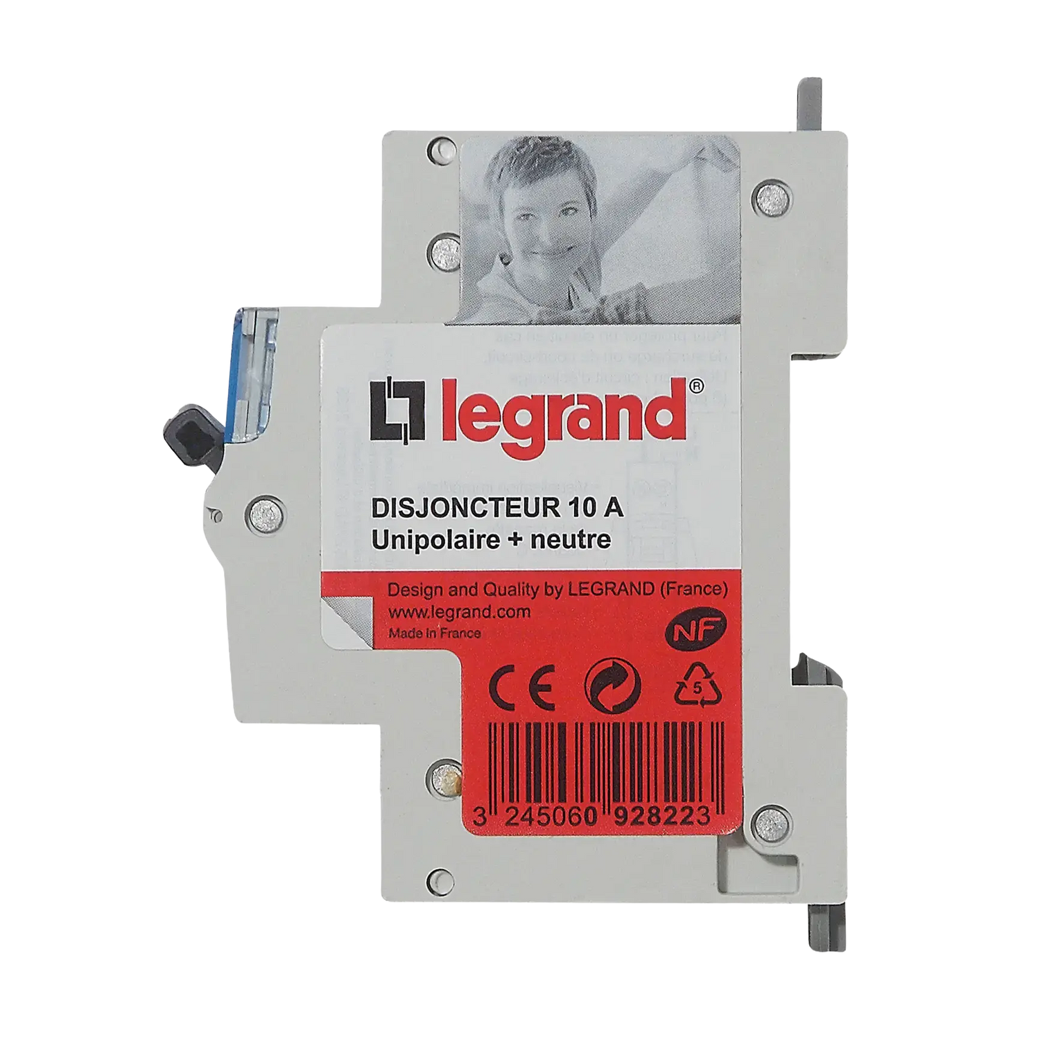 Photo de profil du disjoncteur modulaire 10A