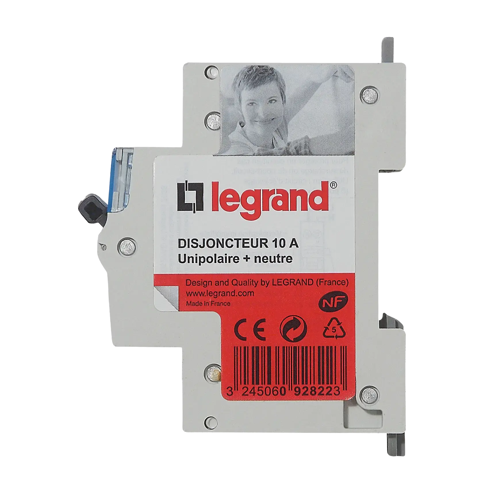 Photo de profil du disjoncteur modulaire 10A
