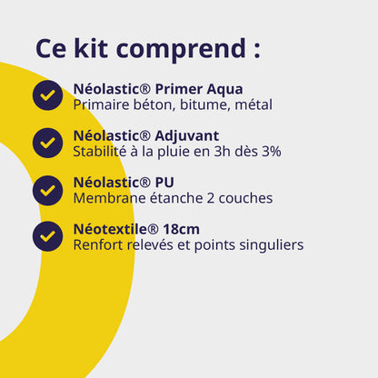 Kit Étanchéité Toiture-Terrasse - Réfection Membrane Néolastic PU Néopolymers