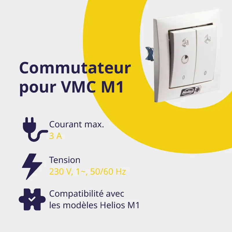 Commutateur pour VMC M1 – Interrupteur 2 vitesses Helios